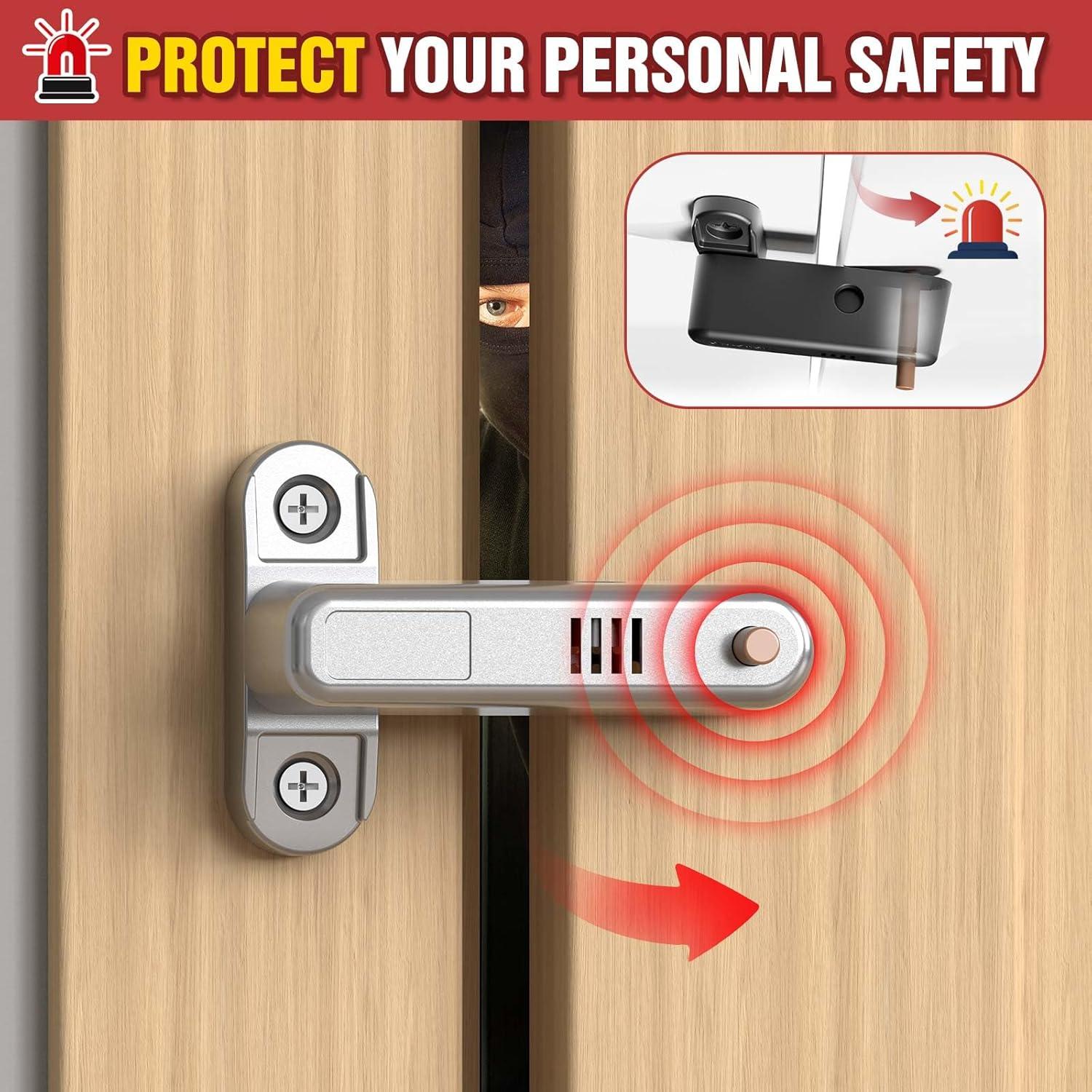 Cerradura de puerta de seguridad Lipshome con alarma Plata