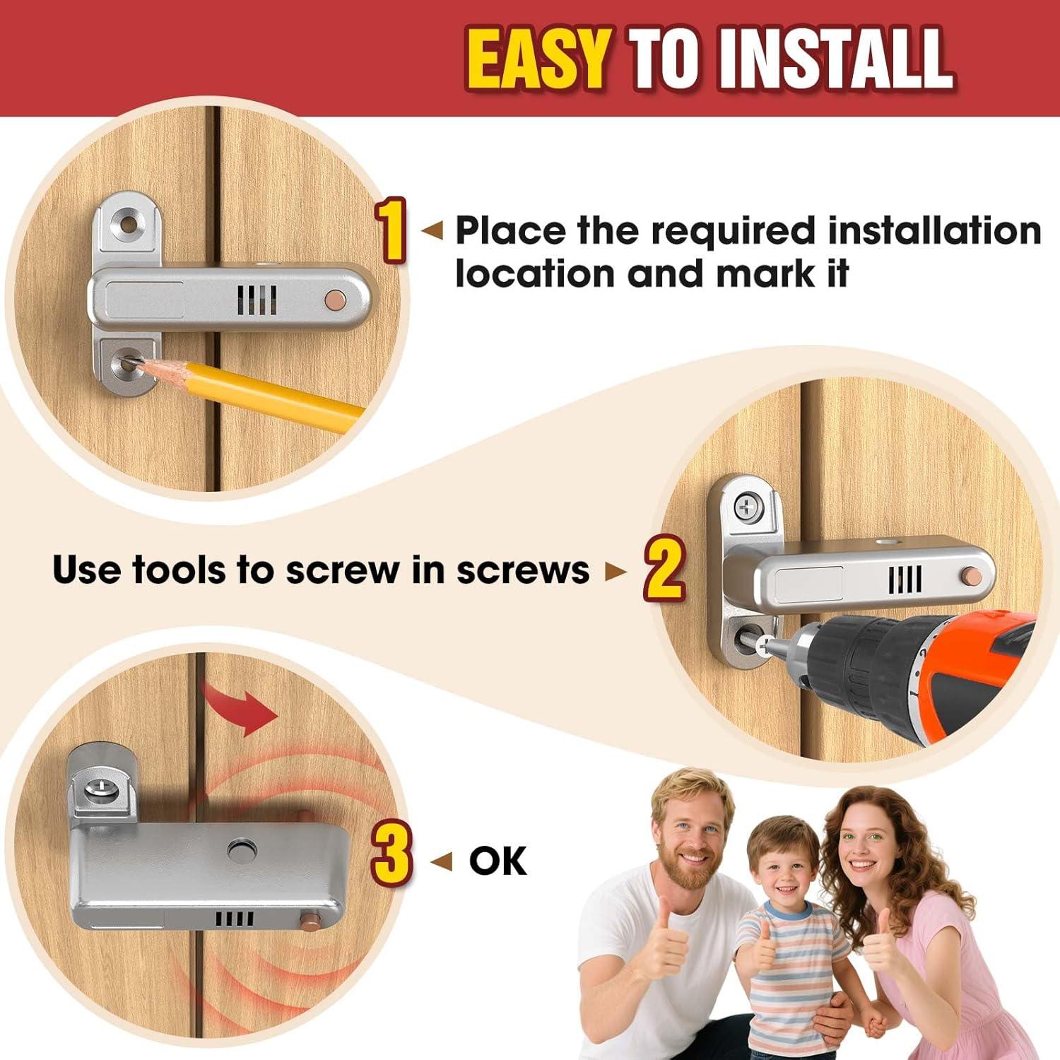 Cerradura de puerta de seguridad Lipshome con alarma Plata