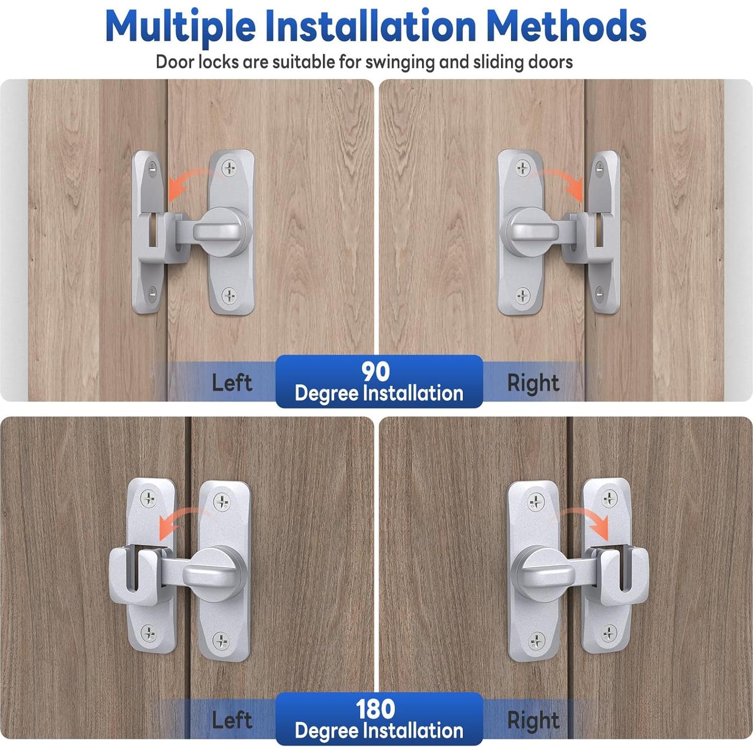 Cerradura de Puerta Corrediza de Granero SecureLatch Plata 90/180°