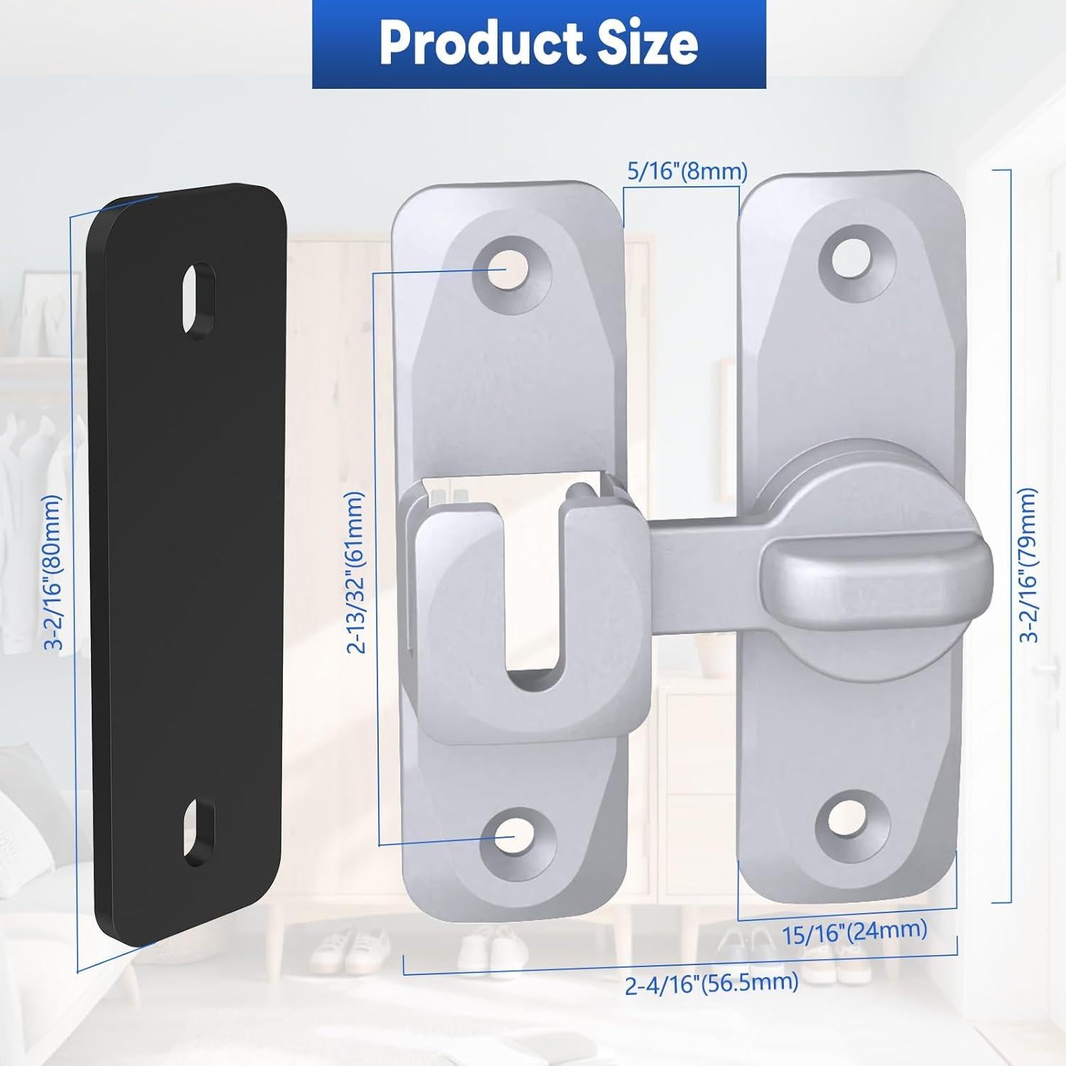 Cerradura de Puerta Corrediza de Granero SecureLatch Plata 90/180°