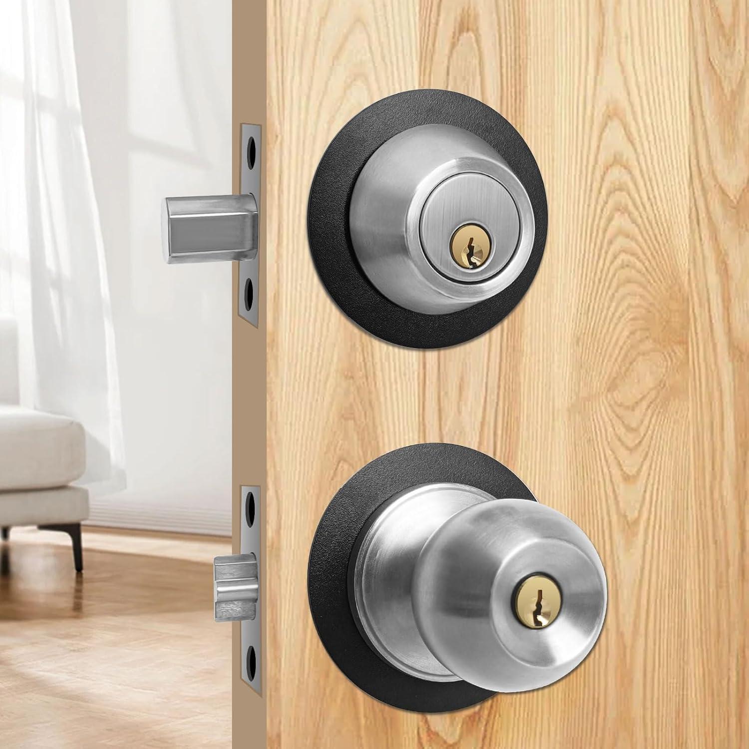 Placas de cicatriz para pomo de puerta MOSECYOU 2 piezas negro mate