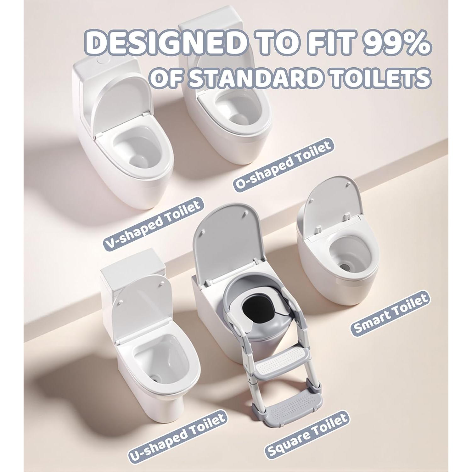 Asiento de Inodoro 2-en-1 ZBQ Gris para Entrenamiento de Potty