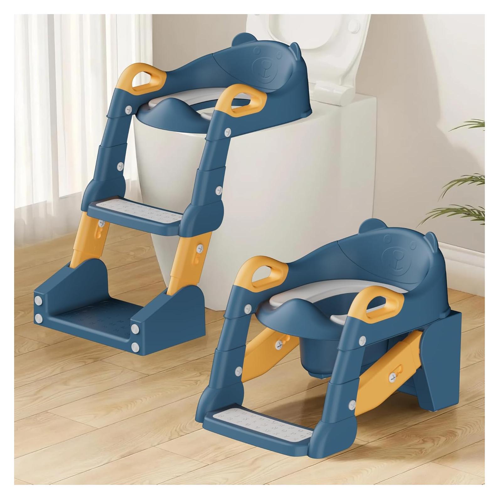 Asiento de Entrenamiento para Baño Niños Azul Amarillo PVC