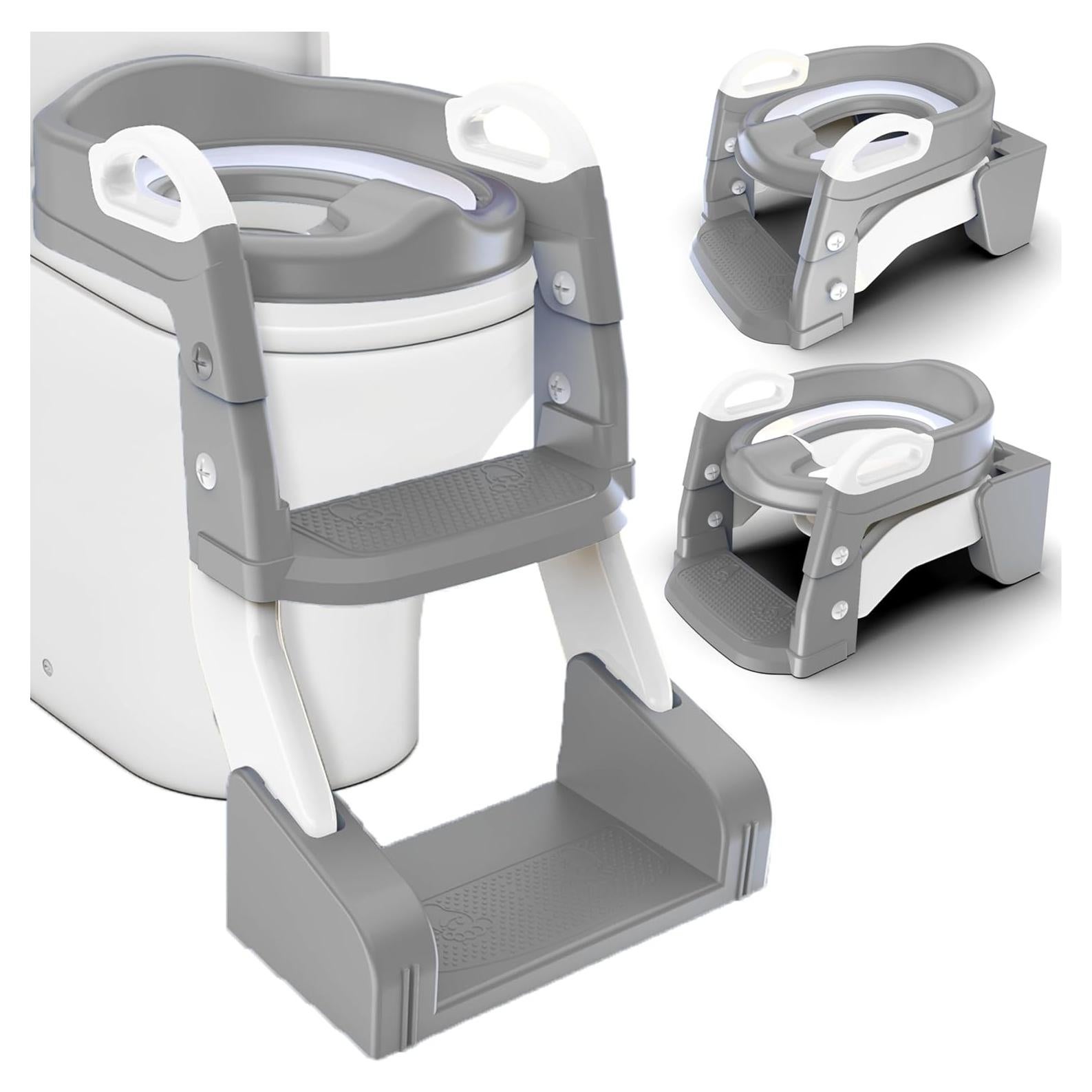 Inodoro de Entrenamiento SafiSpiral 3 en 1 con Escalera Gris