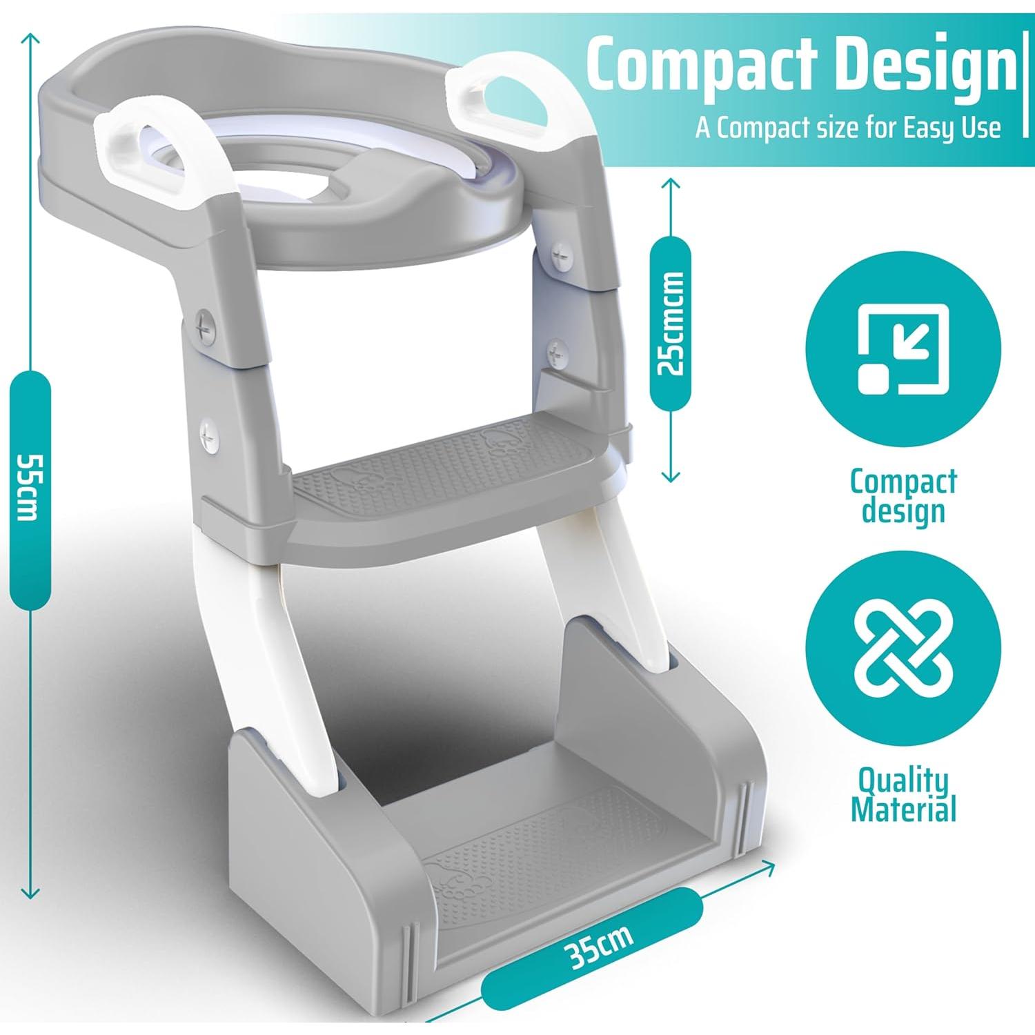 Inodoro de Entrenamiento SafiSpiral 3 en 1 con Escalera Gris