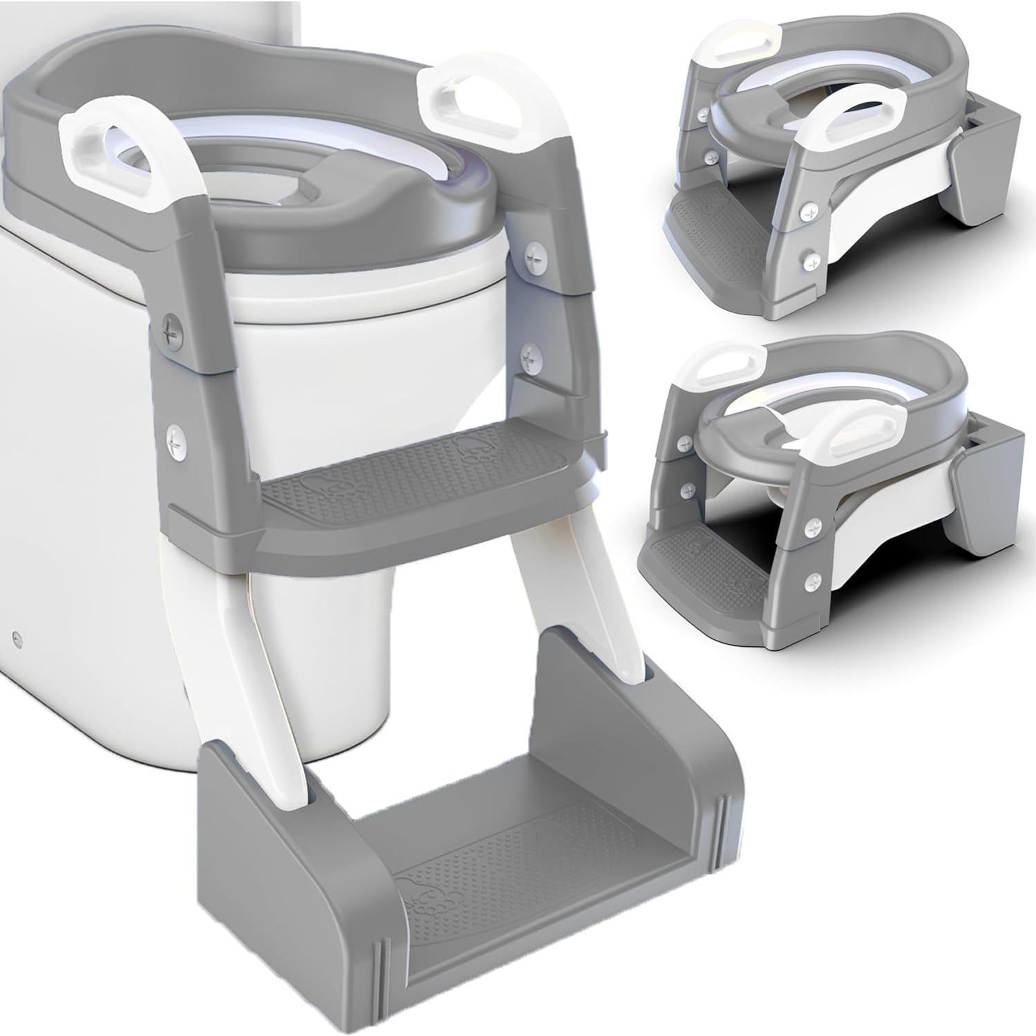 Inodoro de Entrenamiento SafiSpiral 3 en 1 con Escalera Gris