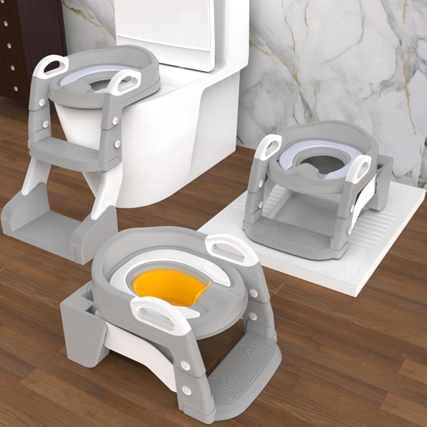 Inodoro de Entrenamiento SafiSpiral 3 en 1 con Escalera Gris