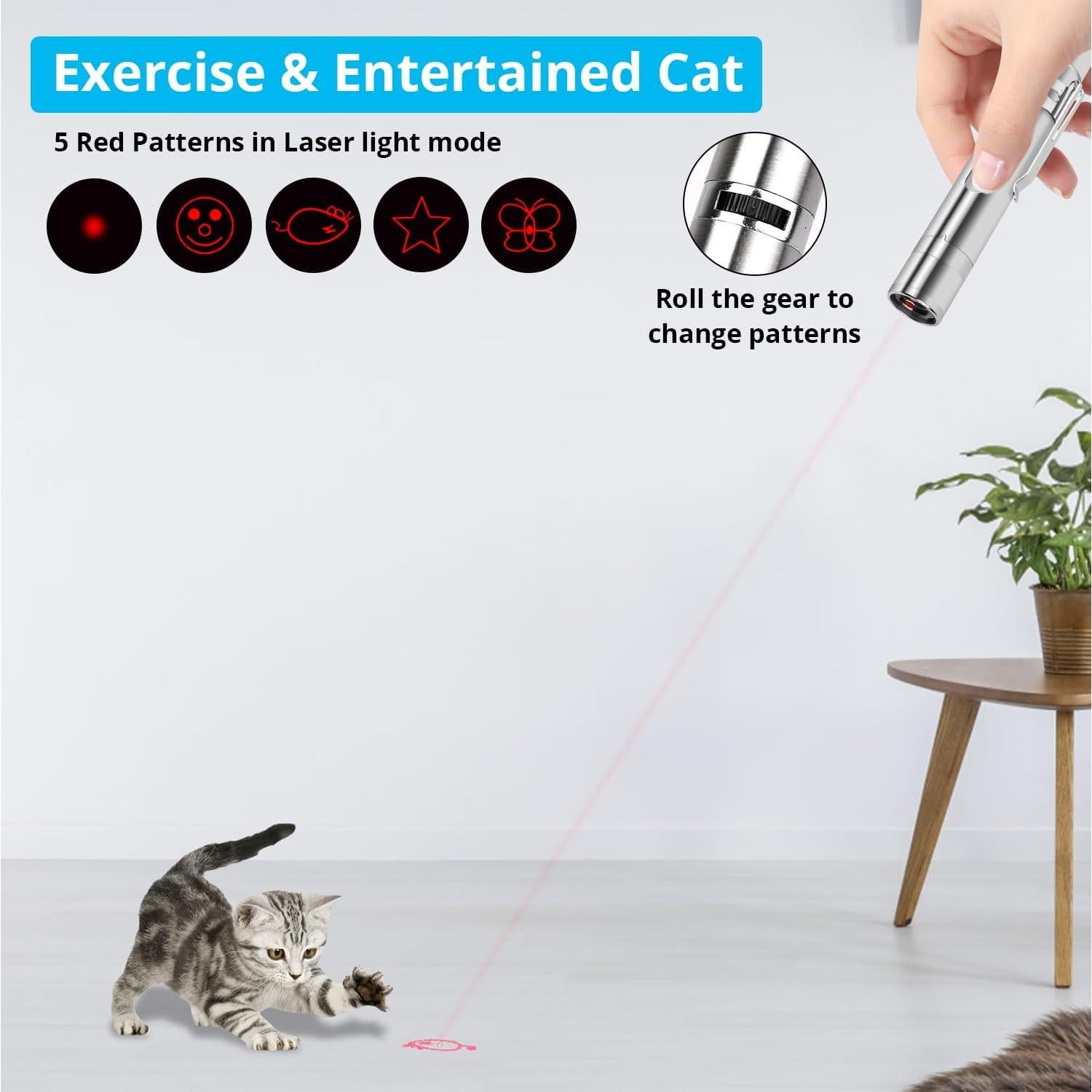 Juguete Interactivo para Gatos TBTeek, 7 Modos, Recargable USB