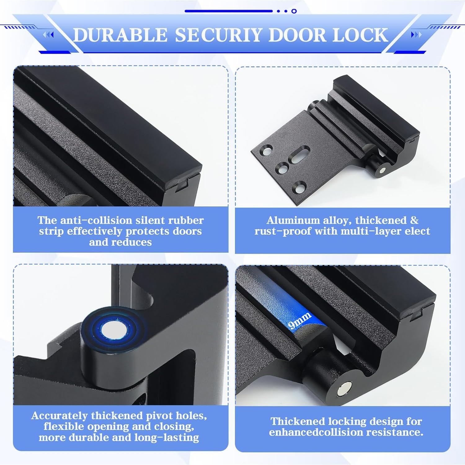 Cerradura de Refuerzo ANSUOYI para Puerta - 2 Pack Plata