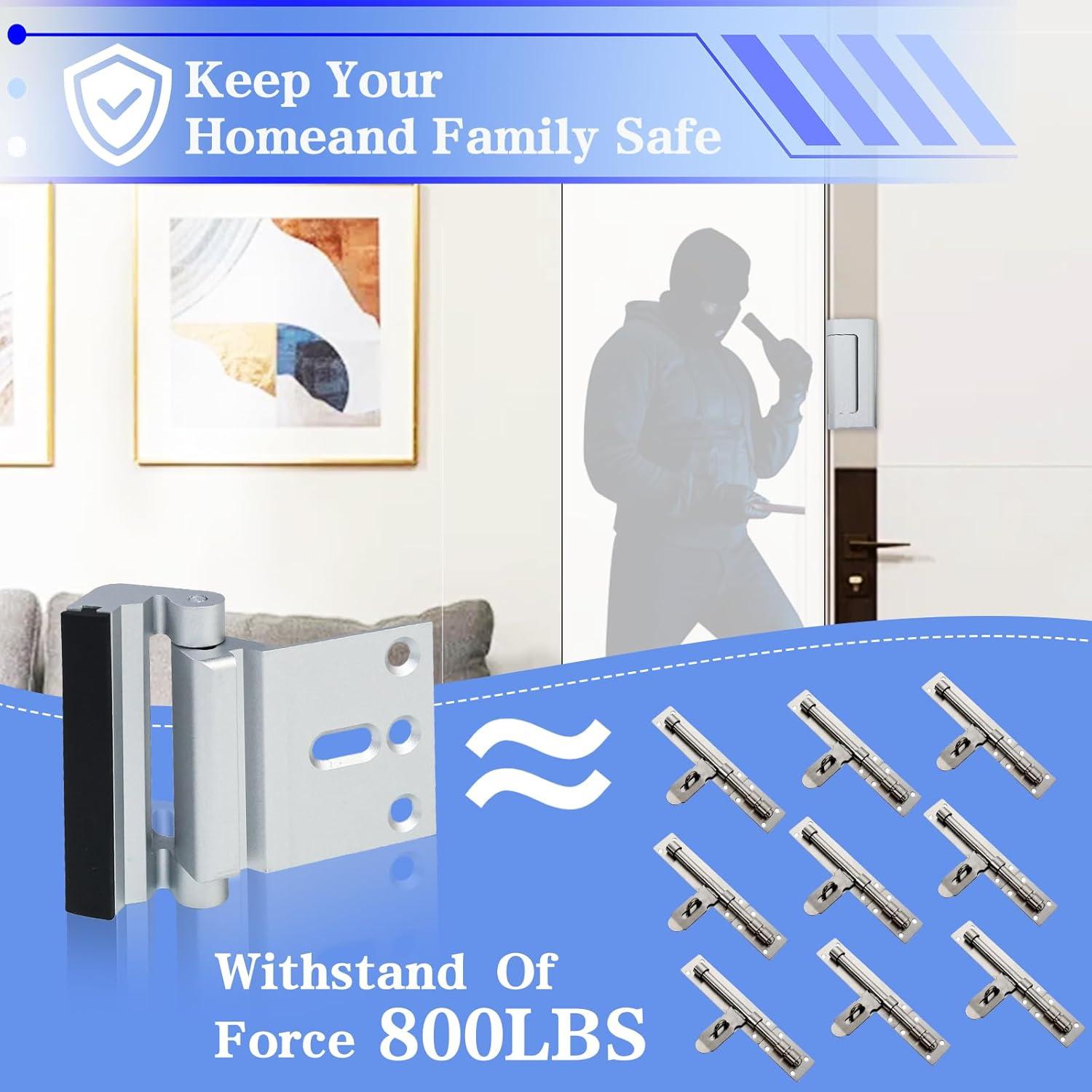 Cerradura de Refuerzo ANSUOYI para Puerta - 2 Pack Plata