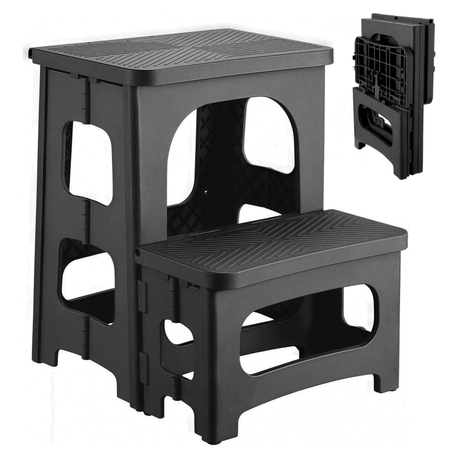 Escalera Plegable 2 Pasos Ahxuvan Antideslizante 150 kg Negra