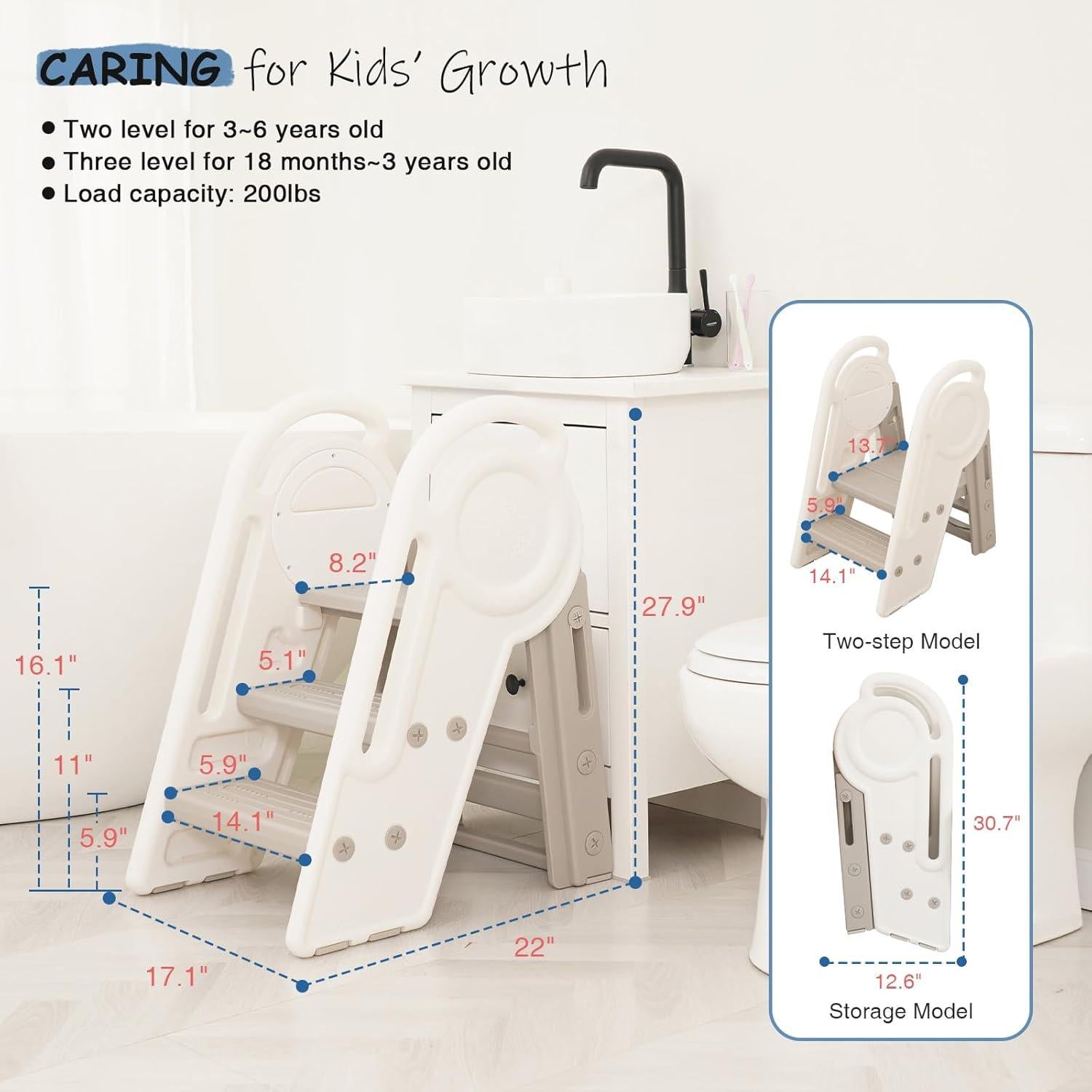 Taburete Plegable Ajustable Harwaya 3 Pasos para Niños