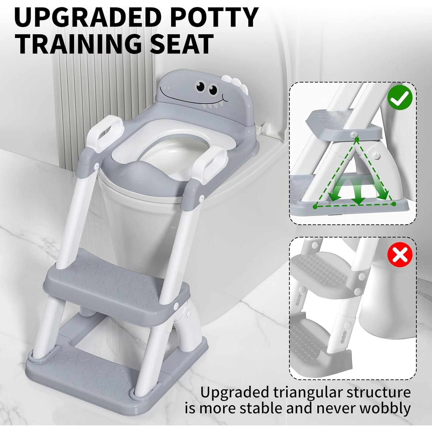 Asiento de Entrenamiento para Baño AJVV 2 en 1 con Escalón Antideslizante