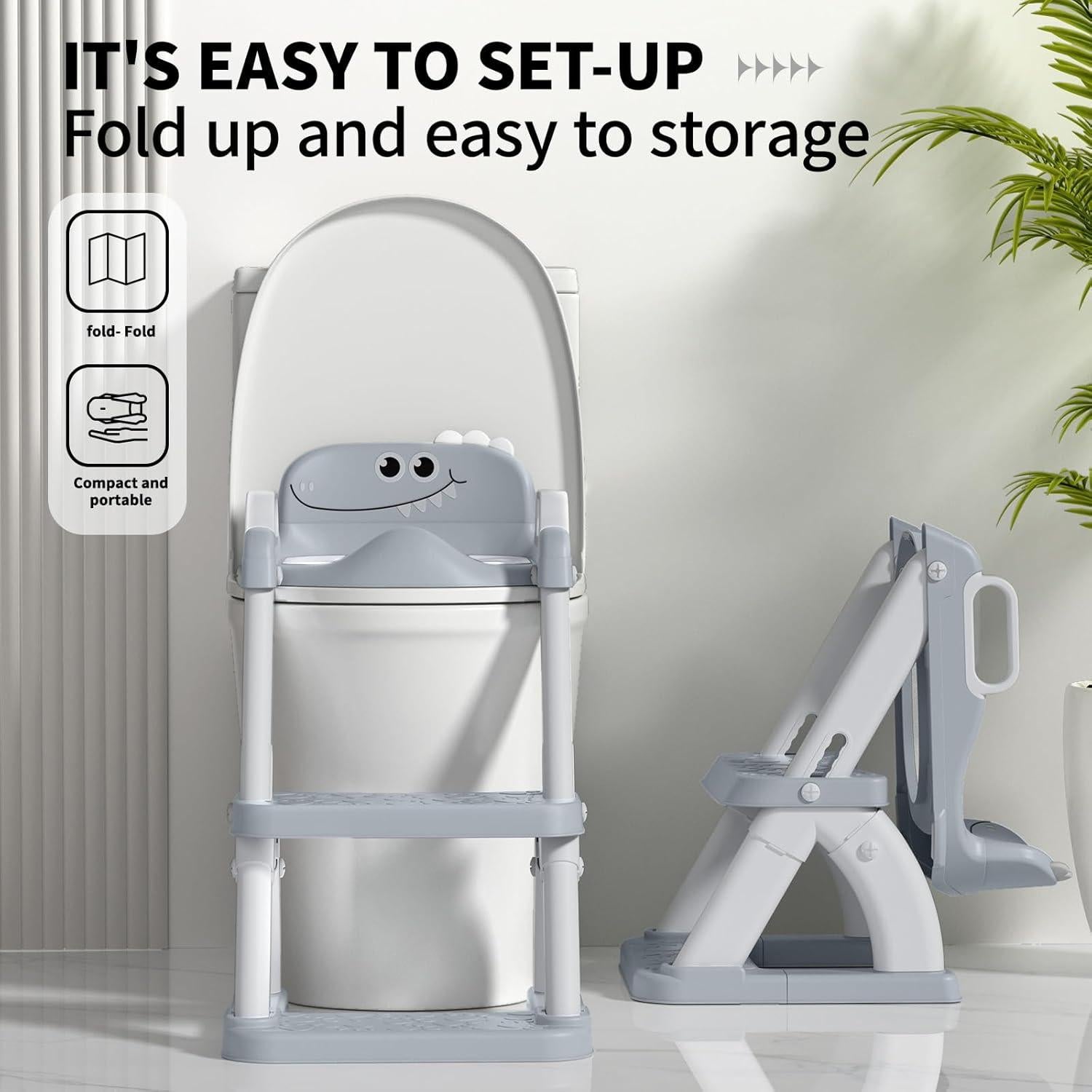 Asiento de Entrenamiento para Baño AJVV 2 en 1 con Escalón Antideslizante