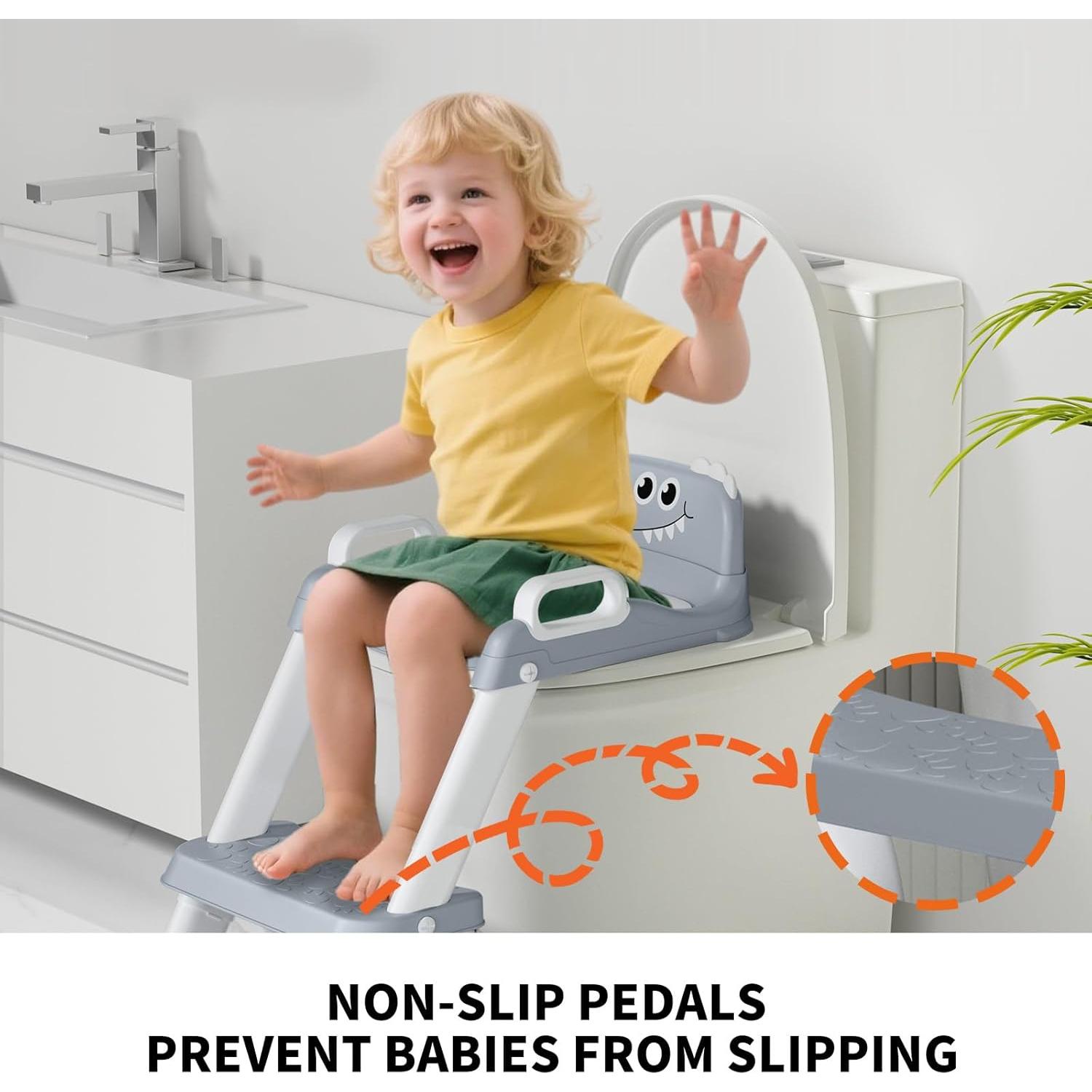 Asiento de Entrenamiento para Baño AJVV 2 en 1 con Escalón Antideslizante