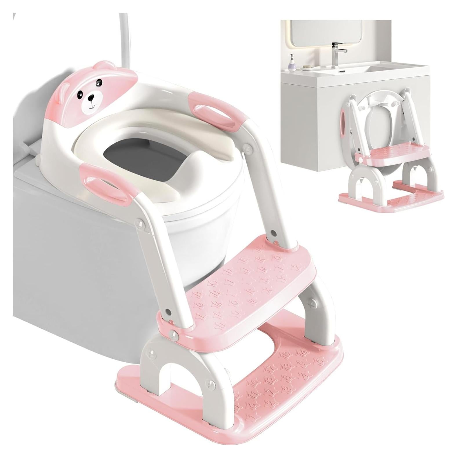 Asiento de Entrenamiento para Baño Kimitimi 2-en-1 Rosa
