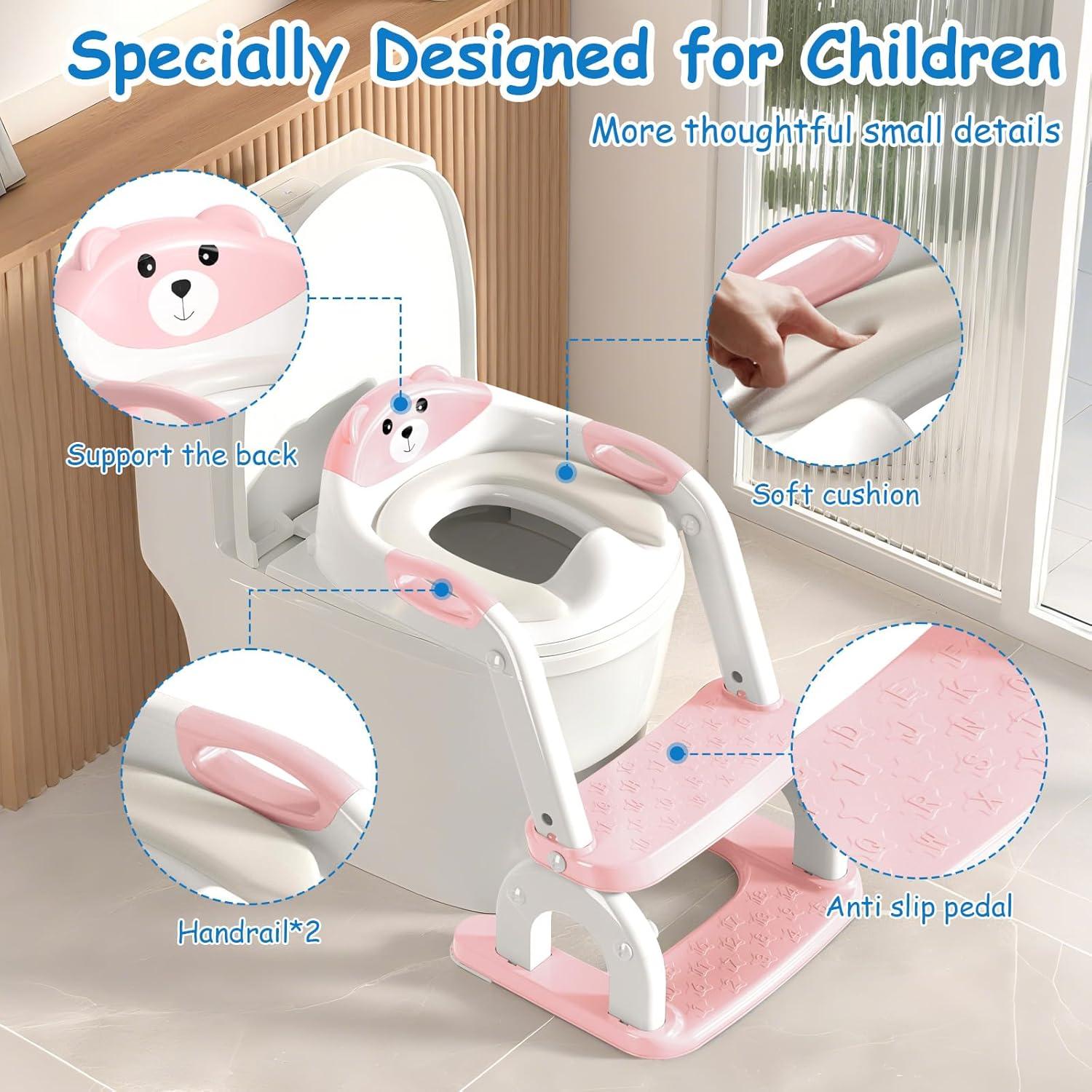 Asiento de Entrenamiento para Baño Kimitimi 2-en-1 Rosa