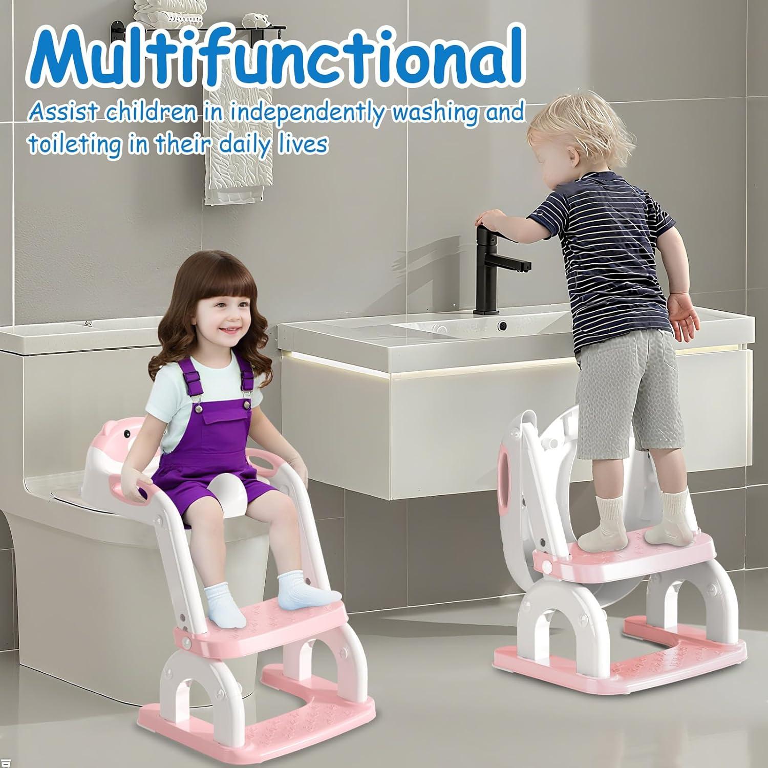 Asiento de Entrenamiento para Baño Kimitimi 2-en-1 Rosa