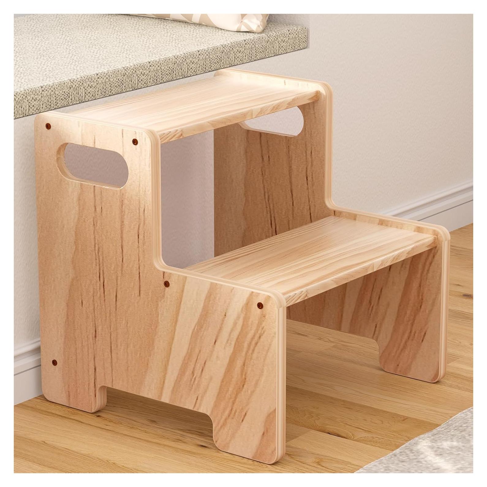 Escalera de Madera Wiifo 2 Pasos para Niños Natural 136 kg