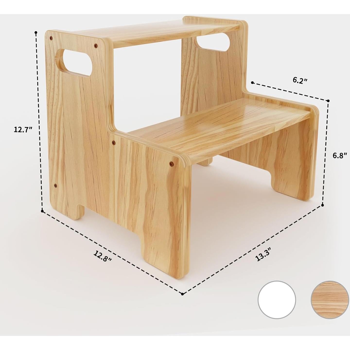 Escalera de Madera Wiifo 2 Pasos para Niños Natural 136 kg