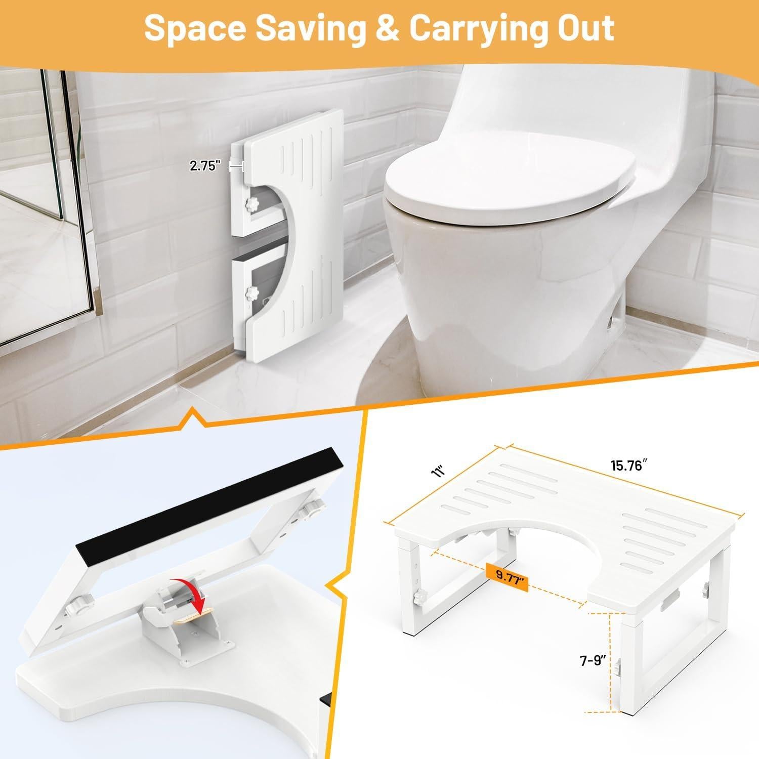 Taburete de Baño Plegable LIDTOP Blanco Ajustable 18-23 cm