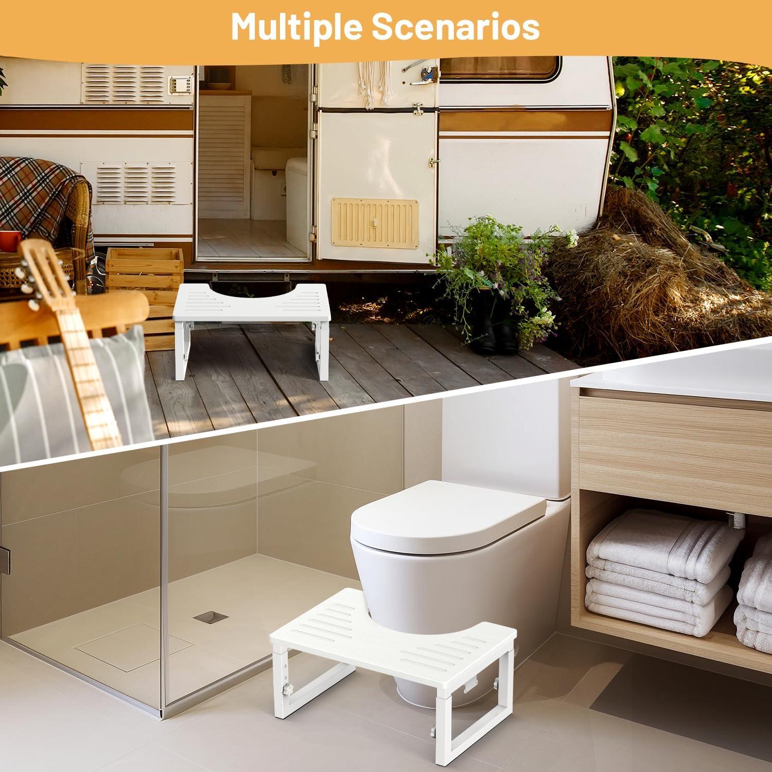 Taburete de Baño Plegable LIDTOP Blanco Ajustable 18-23 cm