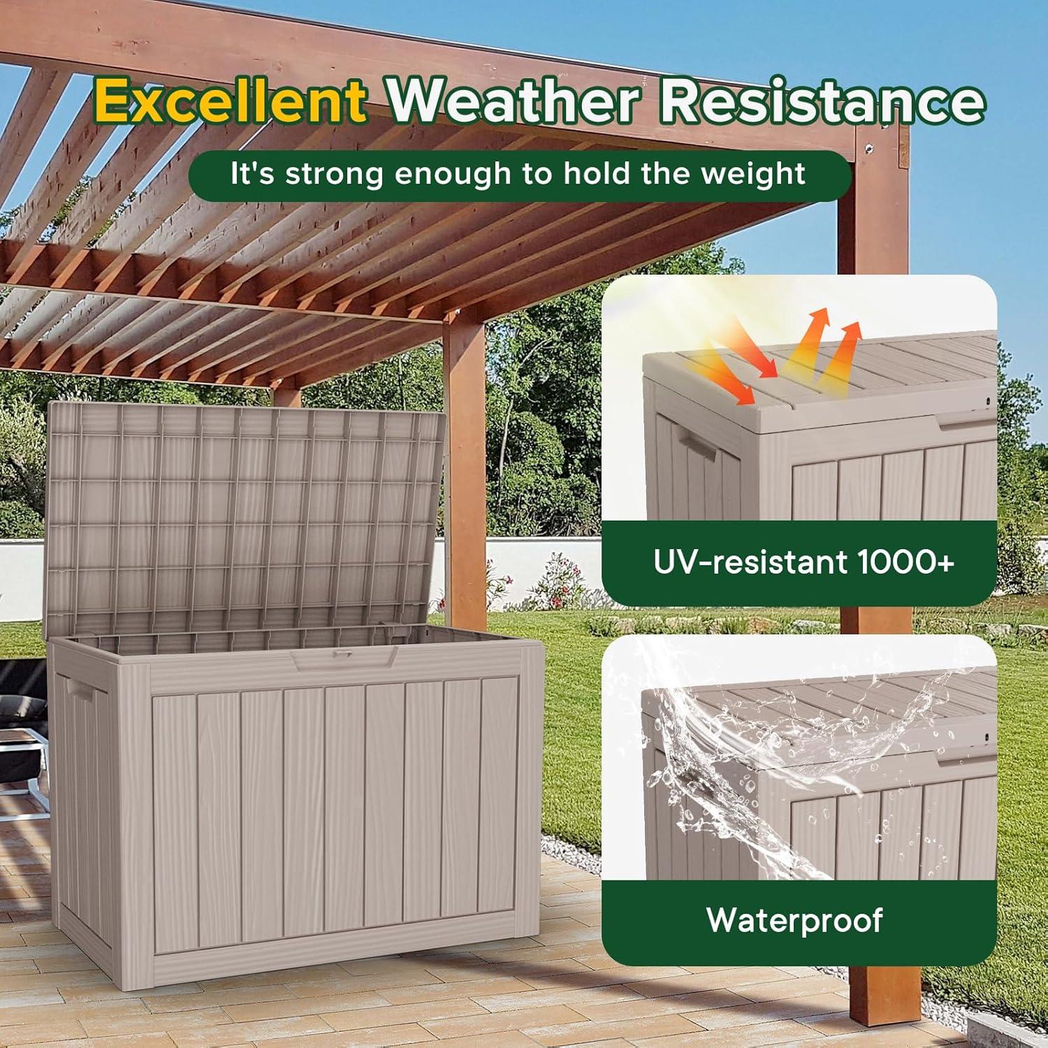 Caja de Almacenamiento Exterior PATIOEASY 170L Marrón Impermeable