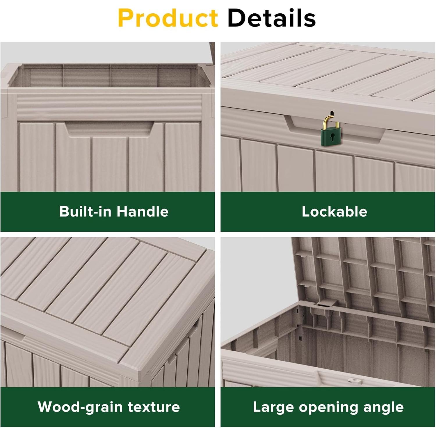 Caja de Almacenamiento Exterior PATIOEASY 170L Marrón Impermeable