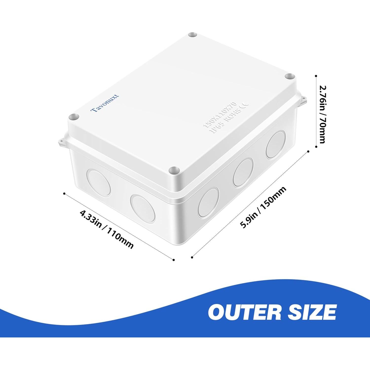 Caja de Conexiones Eléctricas Impermeable TAVONUXT 150x110x70mm