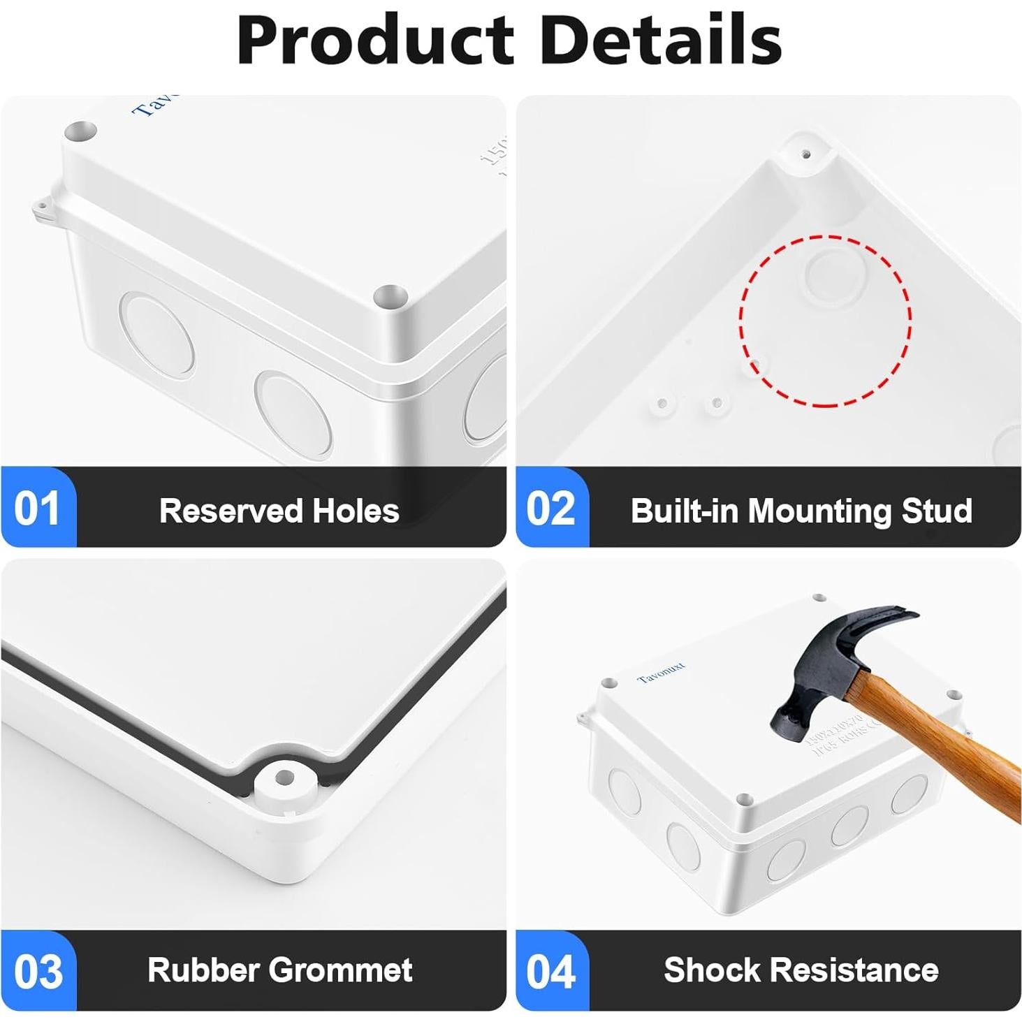 Caja de Conexiones Eléctricas Impermeable TAVONUXT 150x110x70mm