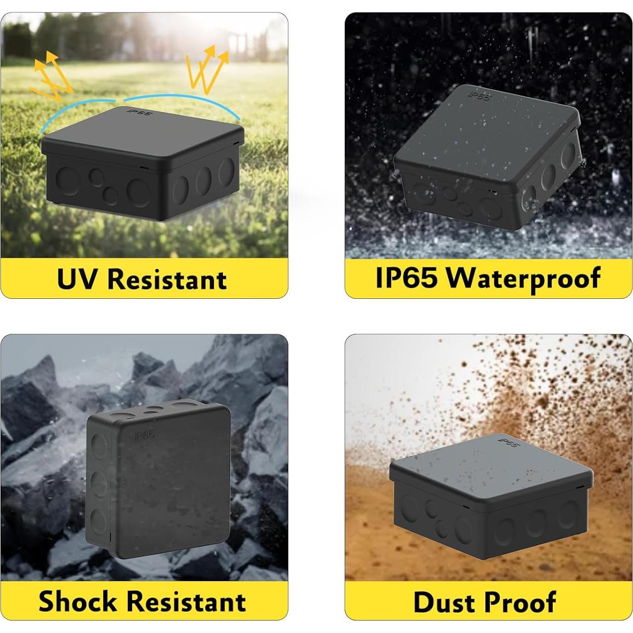 Caja de Conexiones IP65 PolarPulse 8.89cm Negra - Impermeable