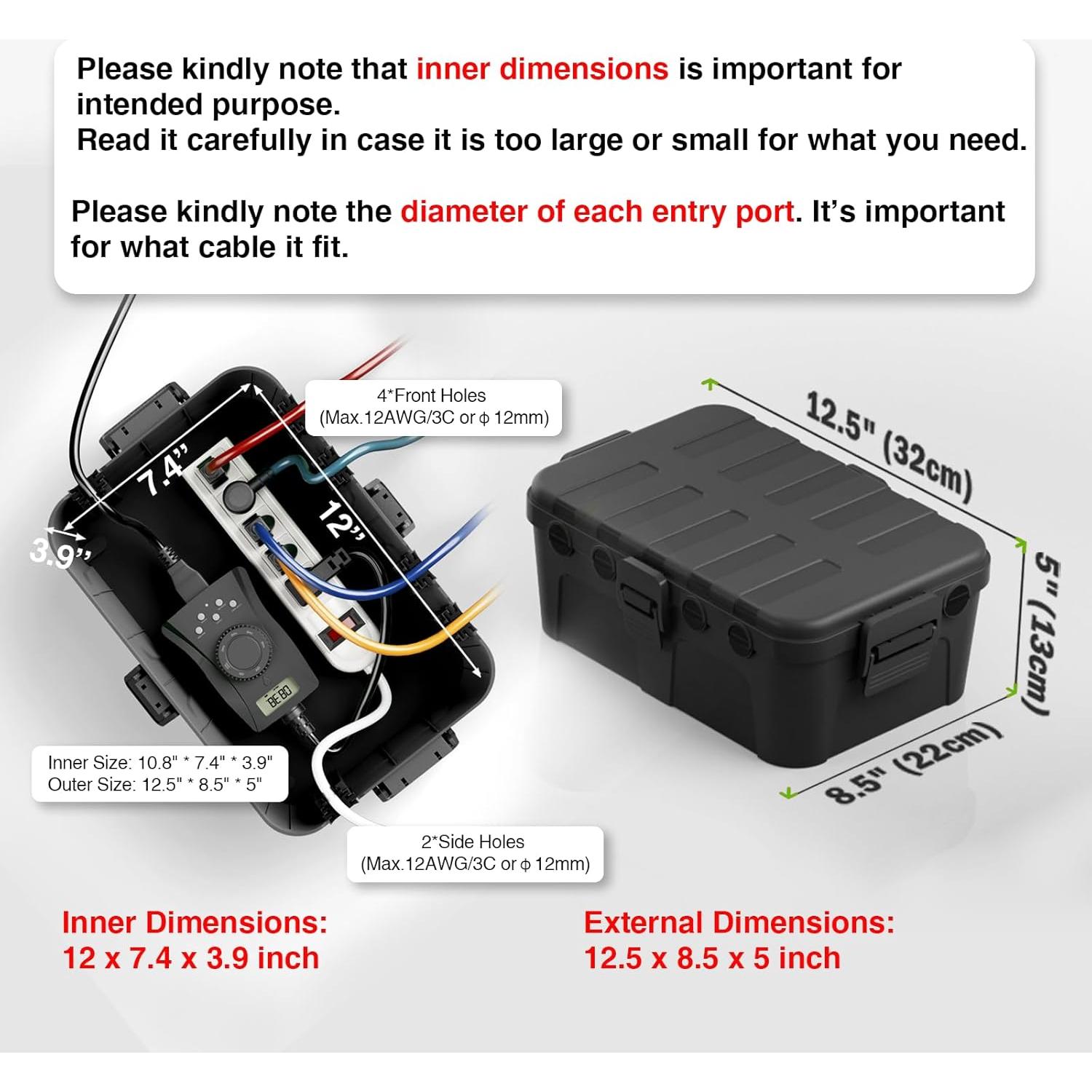 Flemoon Caja Eléctrica Impermeable Grande y Pequeña Negra