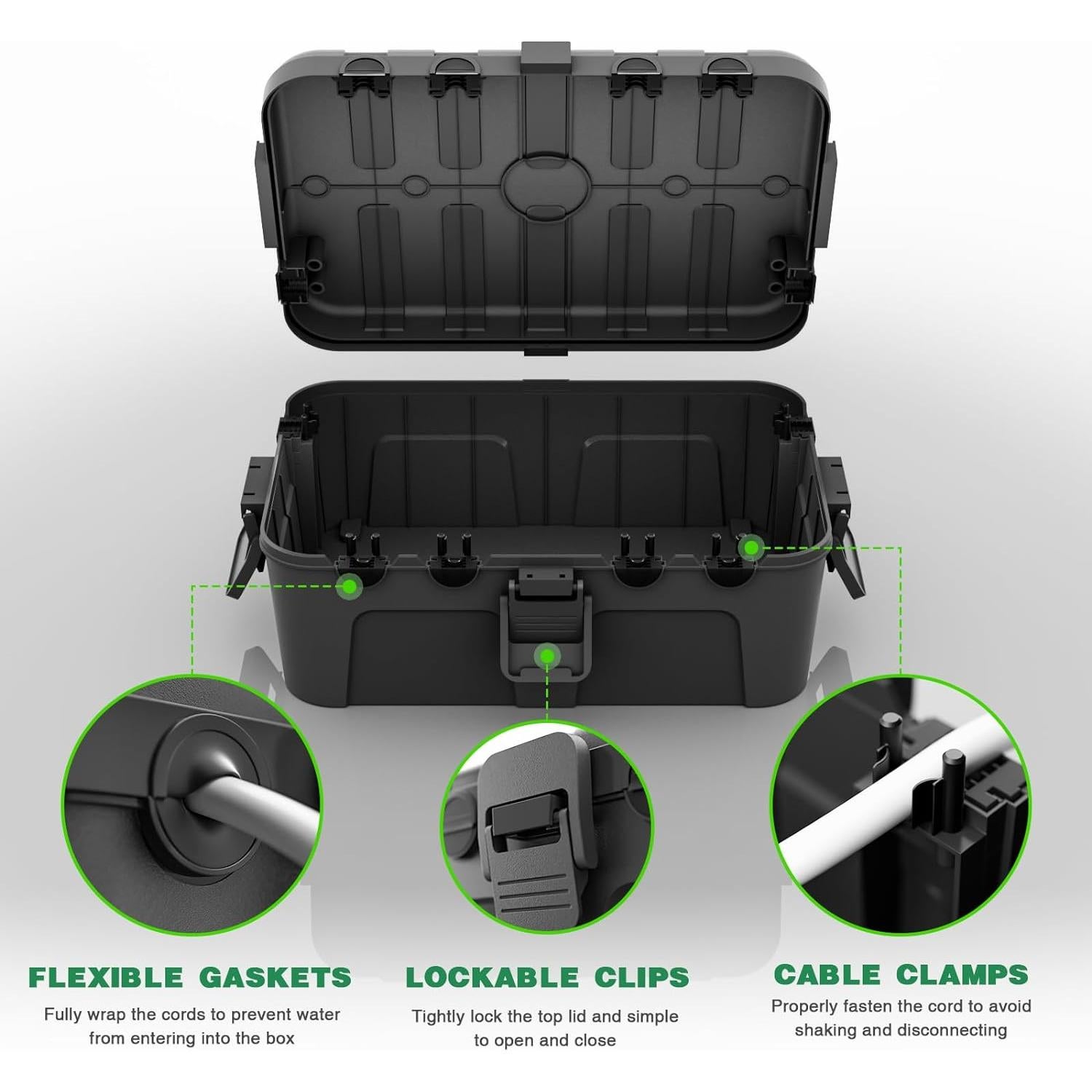 Flemoon Caja Eléctrica Impermeable Grande y Pequeña Negra