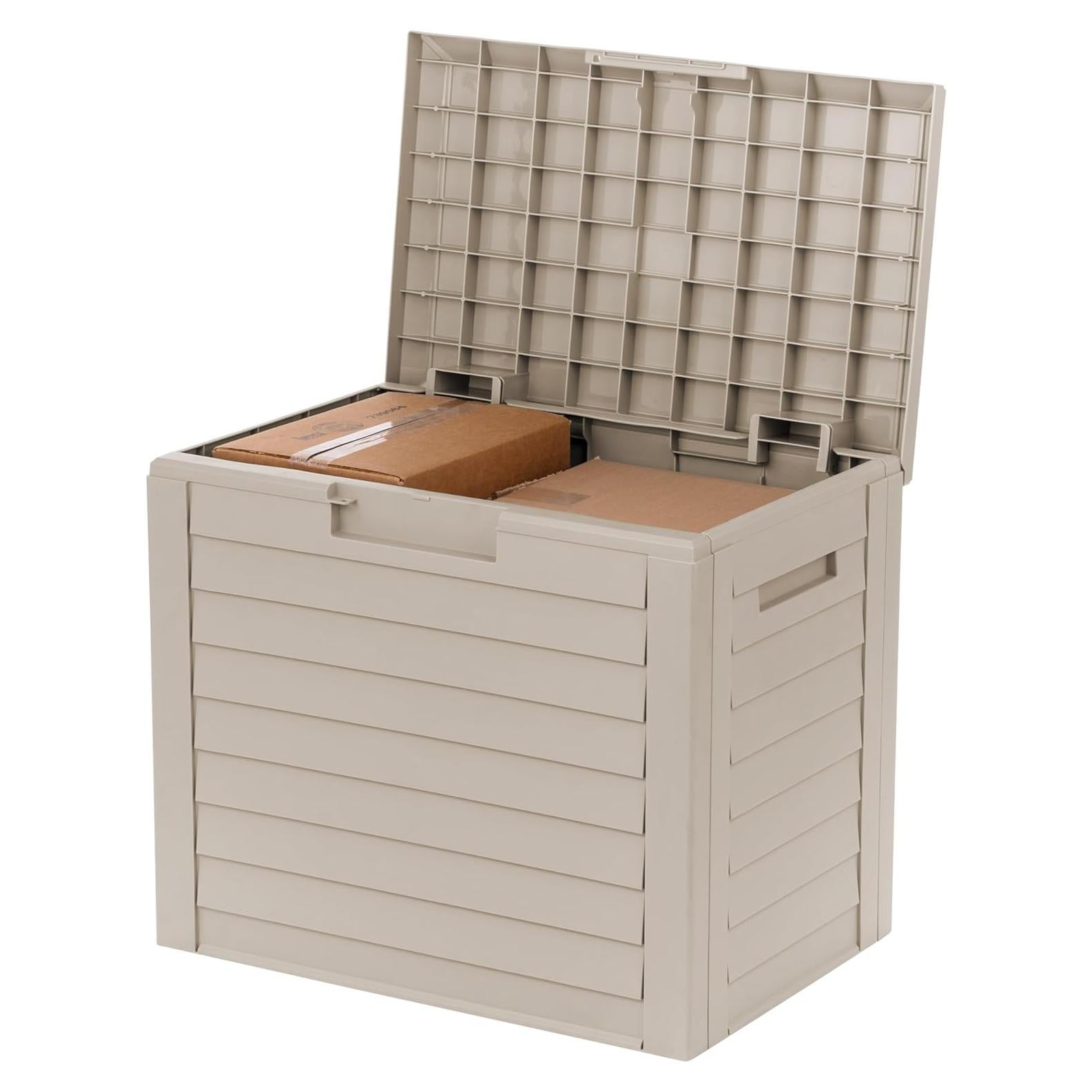 Caja de Almacenamiento para Patio IRIS USA 35 Galones Beige