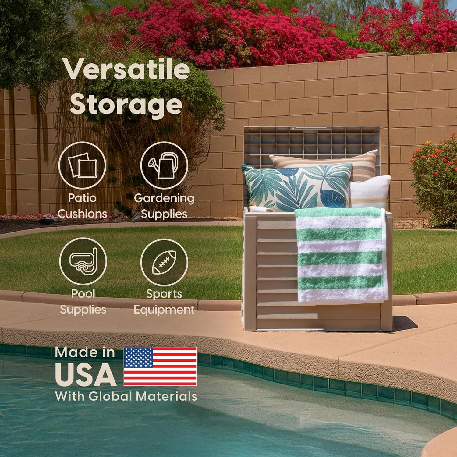 Caja de Almacenamiento para Patio IRIS USA 35 Galones Beige