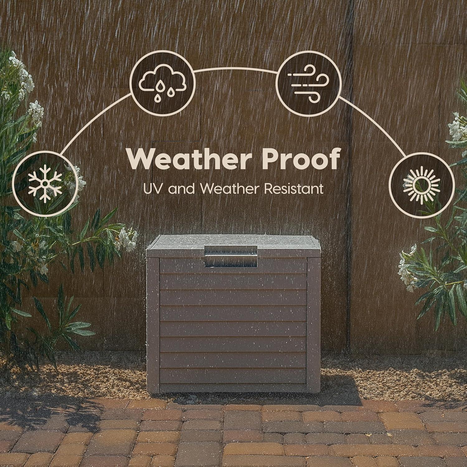 Caja de Almacenamiento para Patio IRIS USA 35 Galones Beige