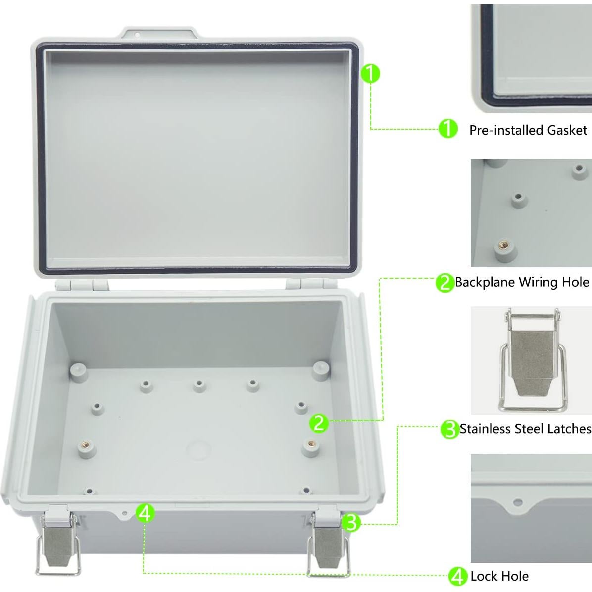 Caja de Conexiones Zulkit IP67 Plástico ABS Gris 220x170x110mm