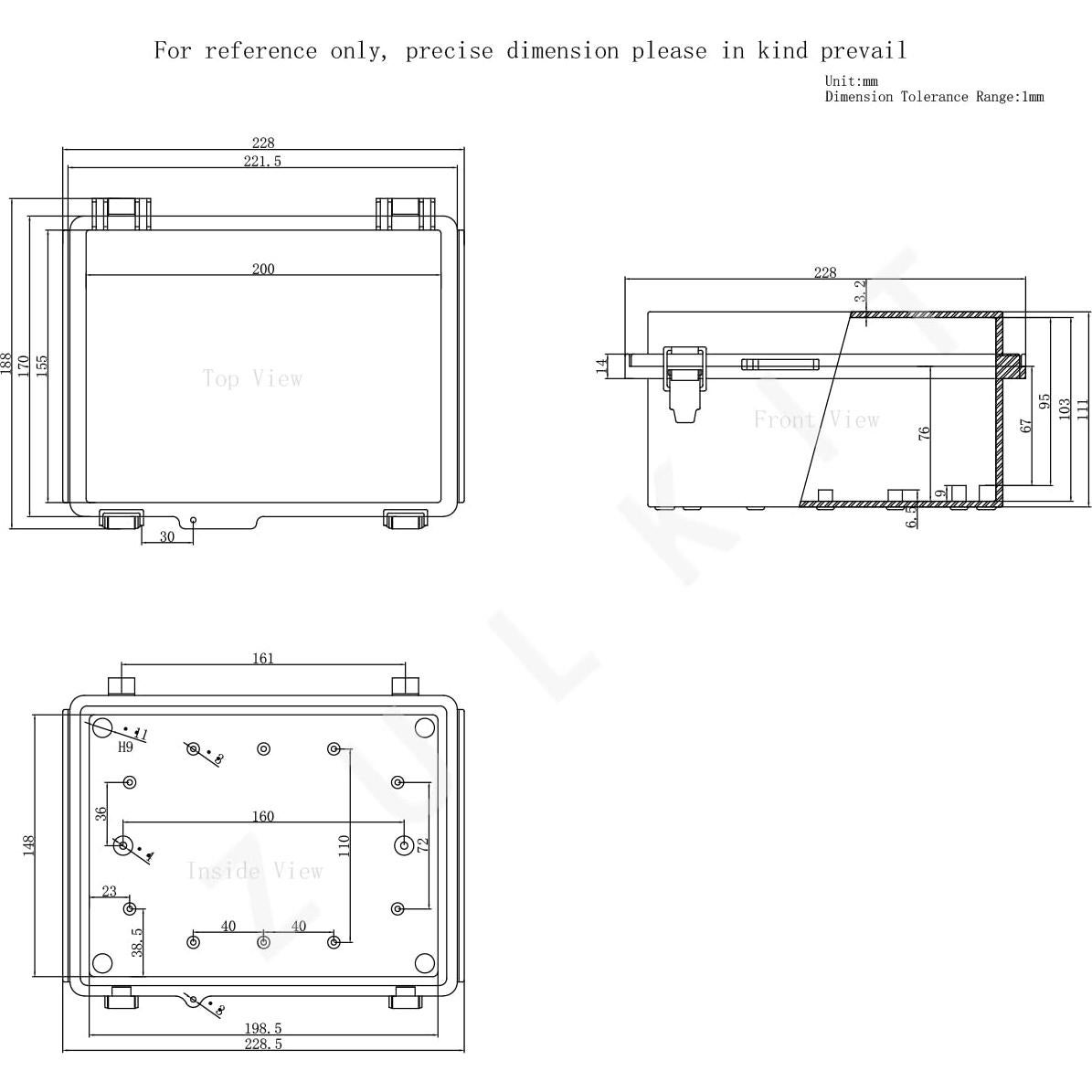 Caja de Conexiones Zulkit IP67 Plástico ABS Gris 220x170x110mm