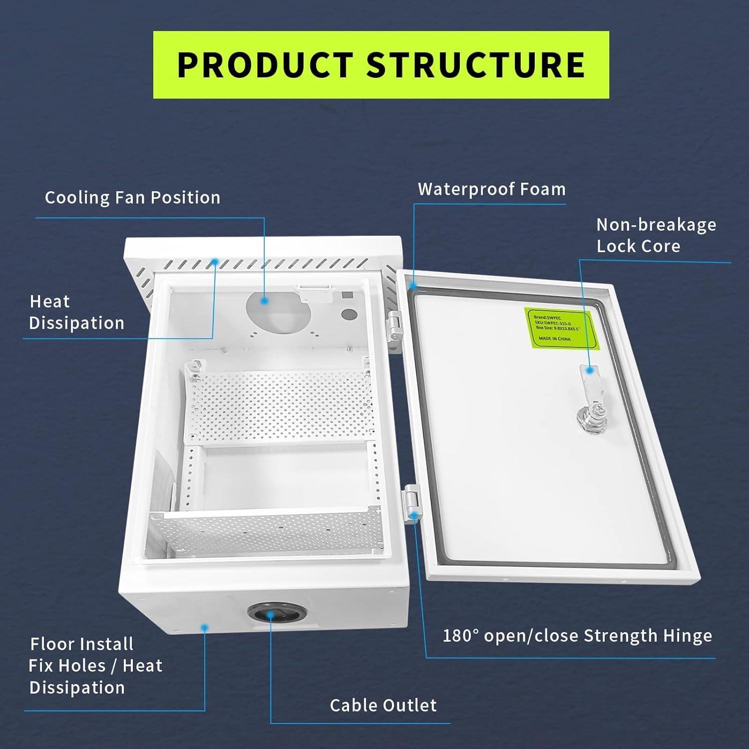 Caja de Metal Impermeable SWPEC 12x16x6 para Exterior