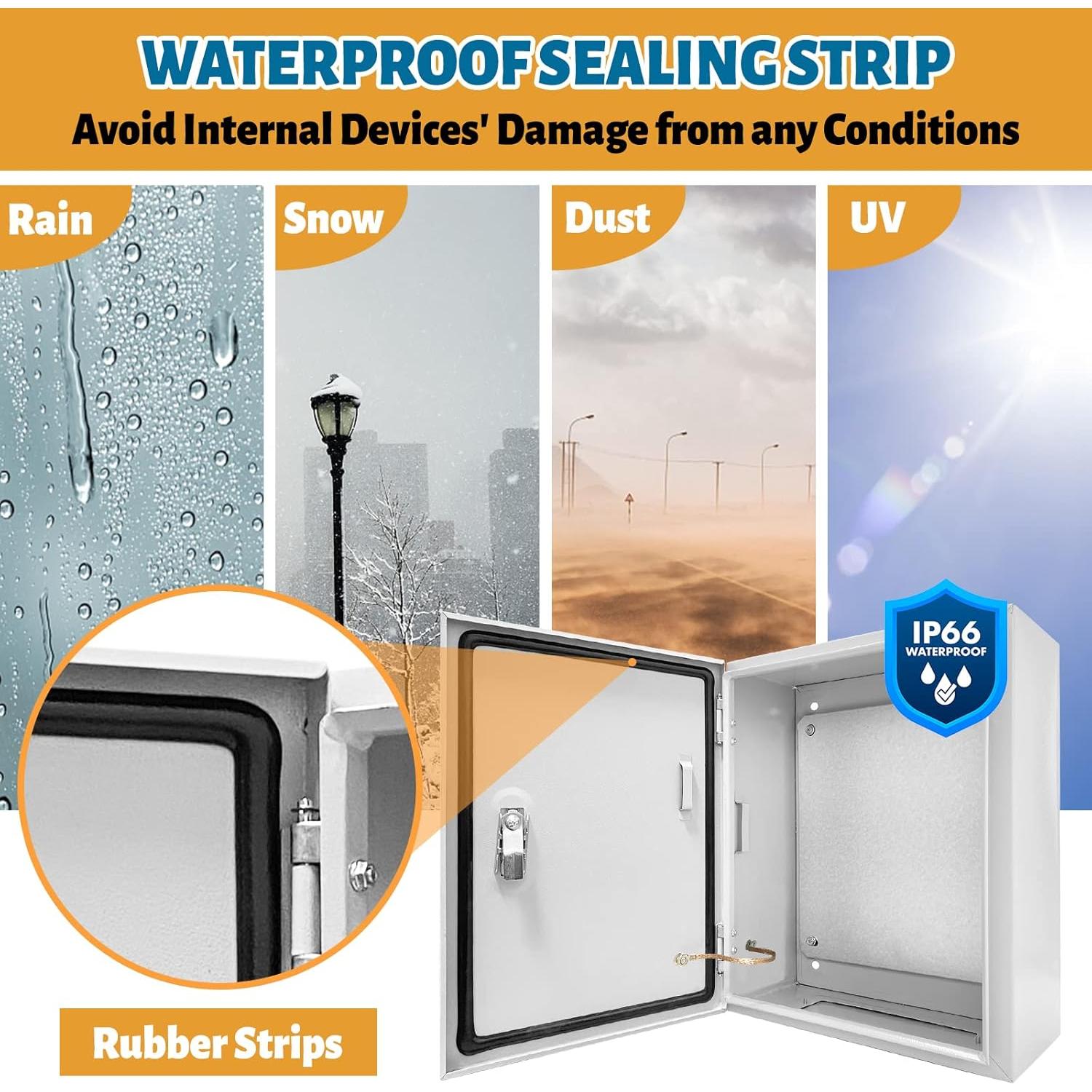 Caja Eléctrica Exterior Howhite 40x20x50cm NEMA 4X Impermeable