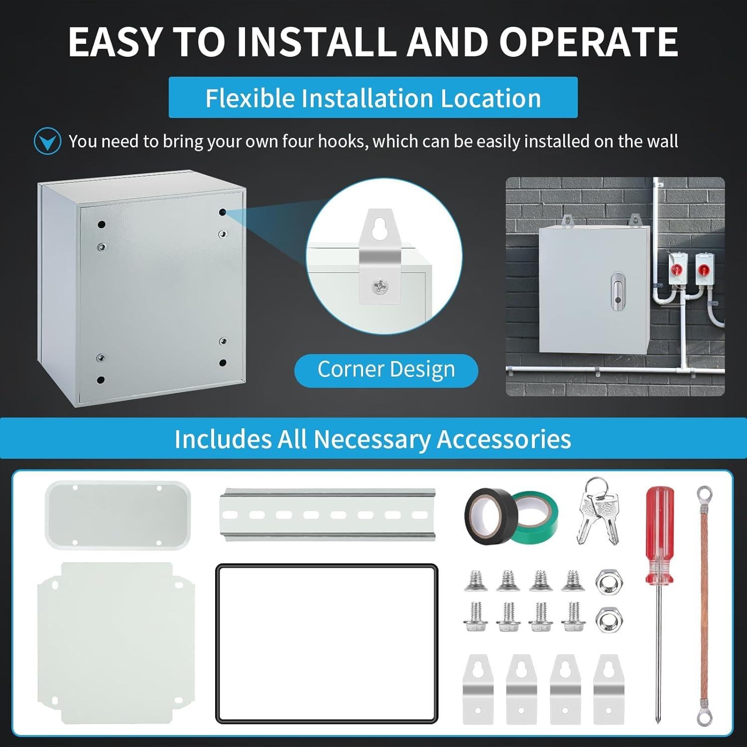 Caja Eléctrica de Acero QLYYOPSK 30.48x25.4 cm IP66