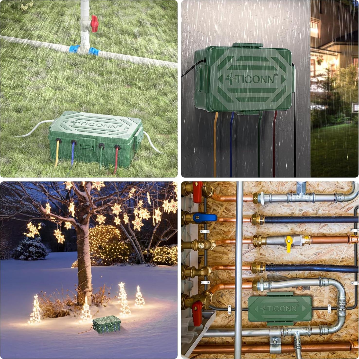 Caja Eléctrica Exterior TICONN IP54 Verde Grande 6 Puertos