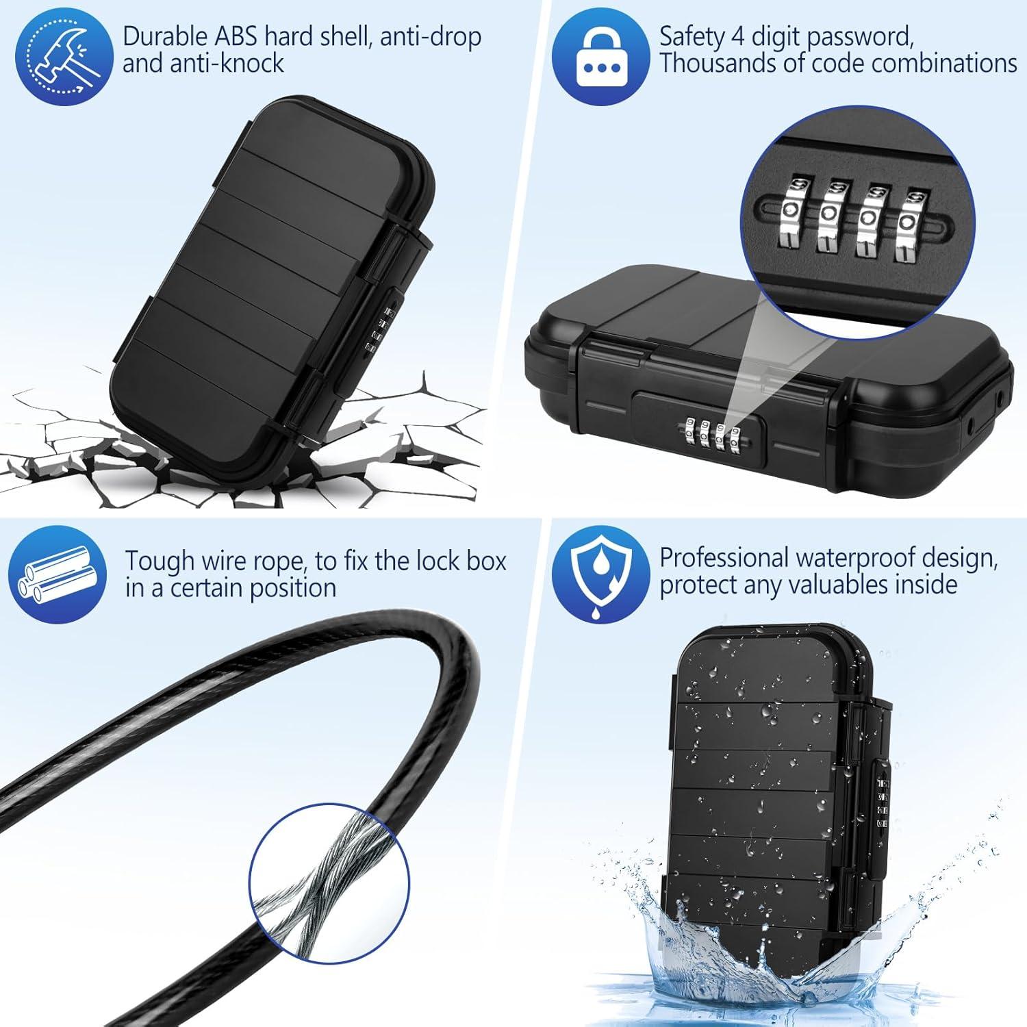 Caja de Seguridad Portátil TNIIFXC Negra con Combinación 4 Dígitos