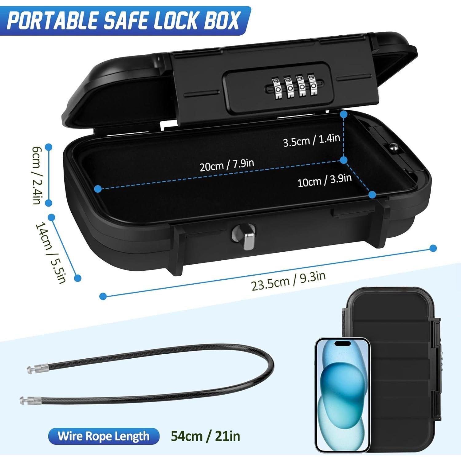 Caja de Seguridad Portátil TNIIFXC Negra con Combinación 4 Dígitos