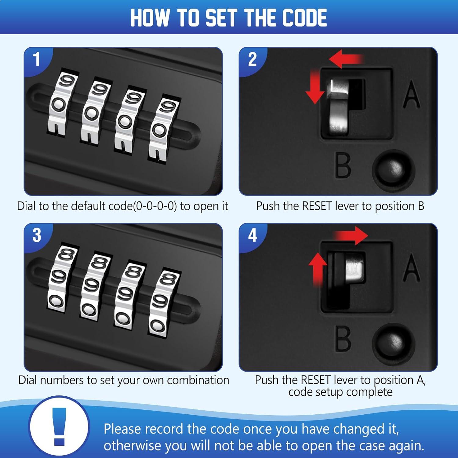 Caja de Seguridad Portátil TNIIFXC Negra con Combinación 4 Dígitos