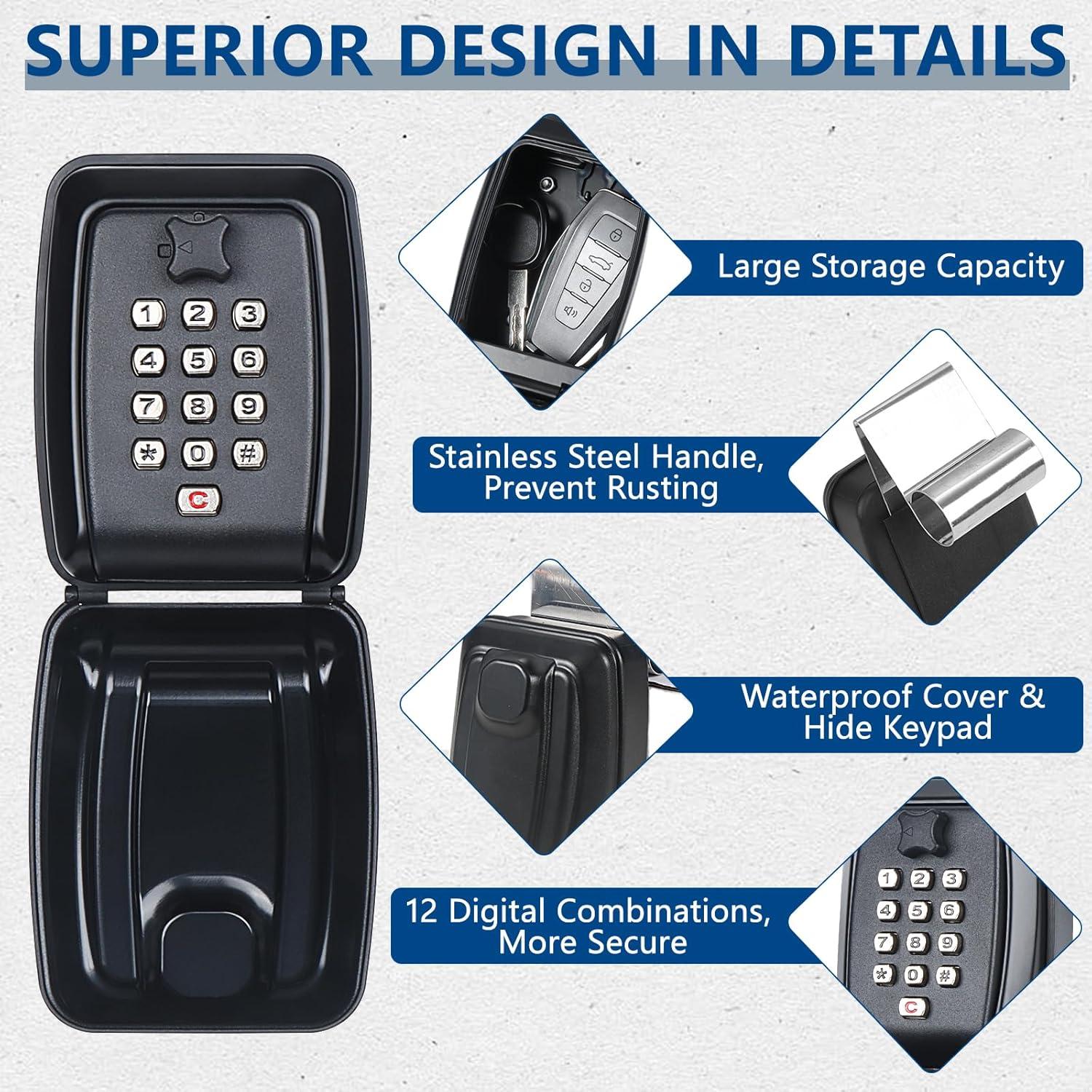 Caja de bloqueo de llaves para coche Piclafe negra 10.16x8.13cm