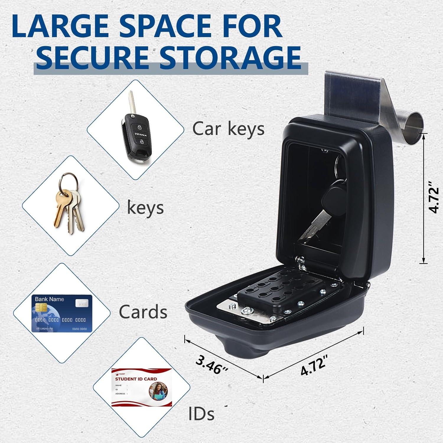 Caja de bloqueo de llaves para coche Piclafe negra 10.16x8.13cm