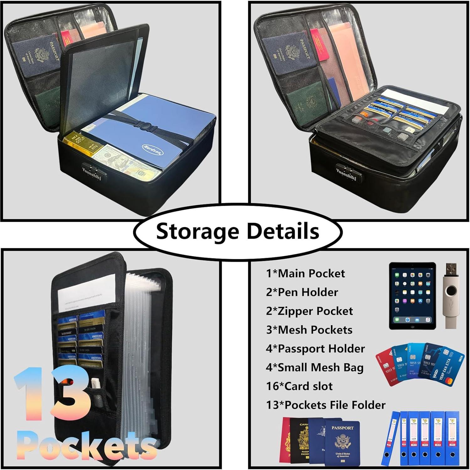 Caja Organizadora de Documentos a Prueba de Fuego Yuanshikj