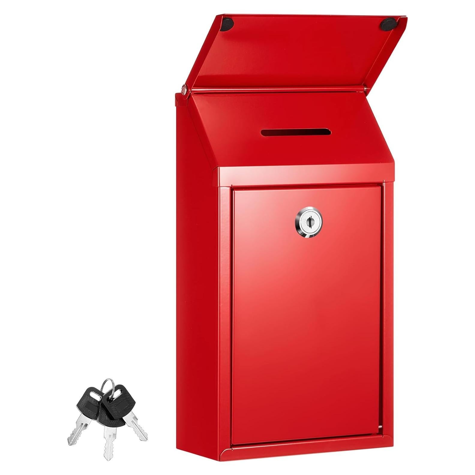 Caja de Donación de Metal Yaocom con Cerradura 26x14.5cm Rojo