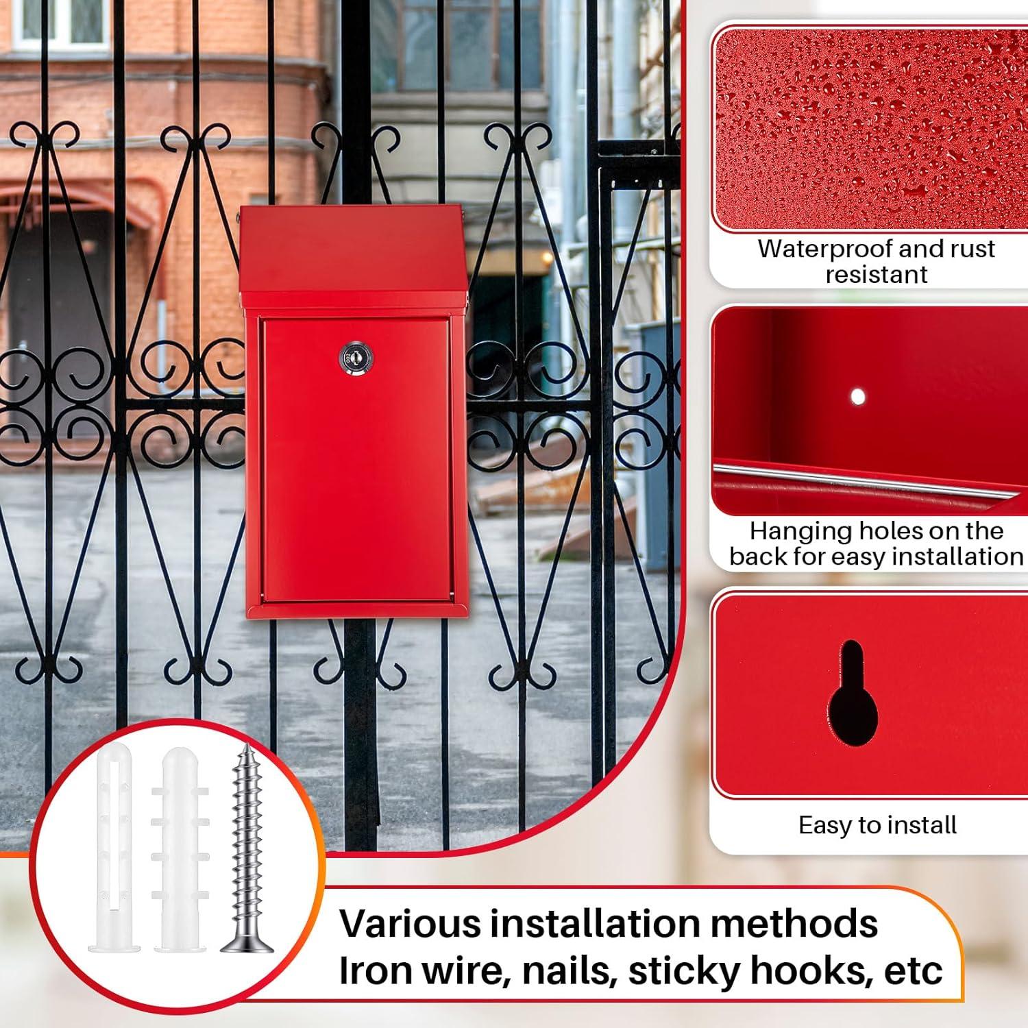 Caja de Donación de Metal Yaocom con Cerradura 26x14.5cm Rojo